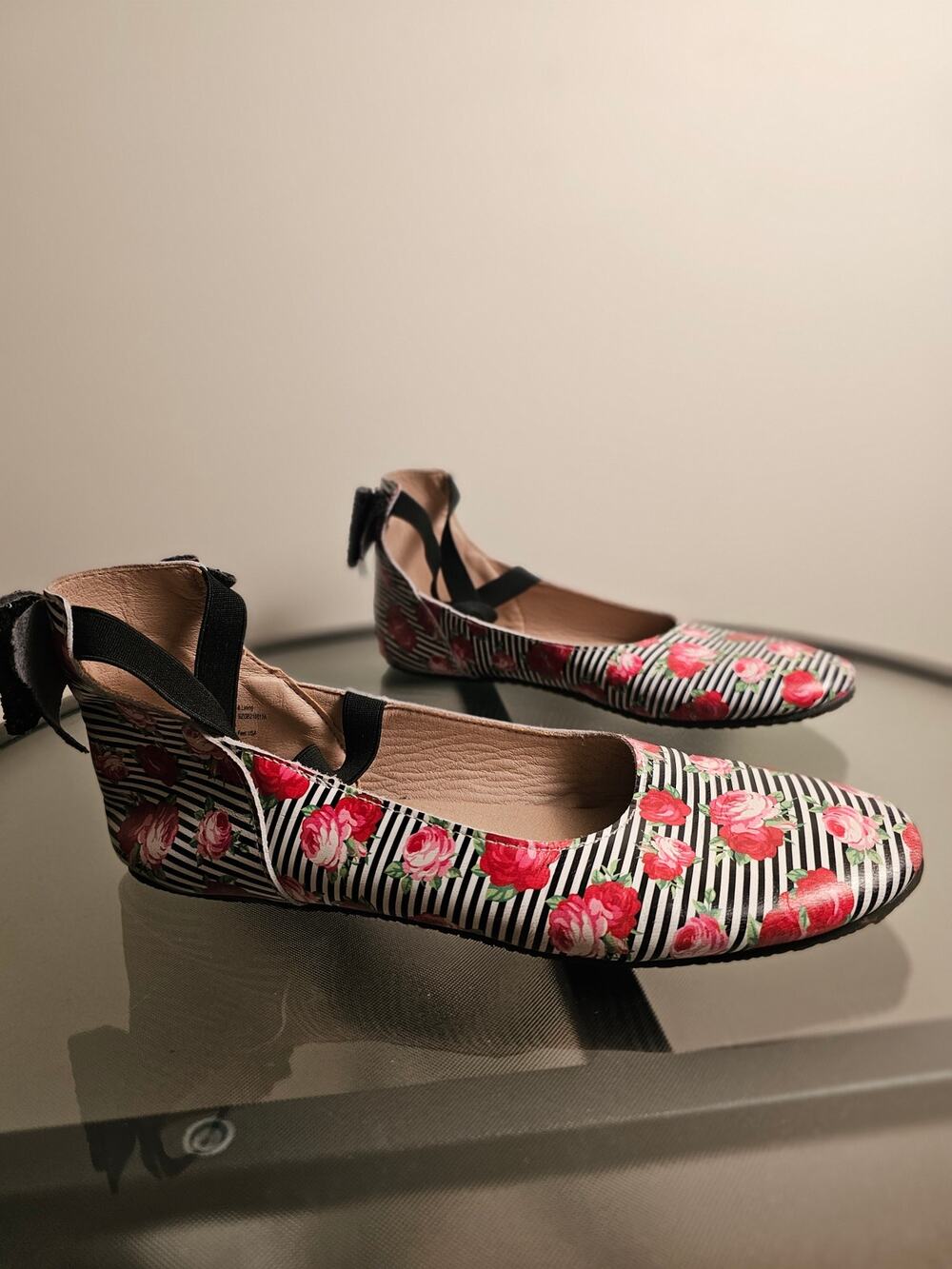 Monkey Feet Floral Leather Flats